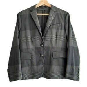 THEORY Zerena Wool & Cotton Blend Plaid Blazer Jacket Sz 8